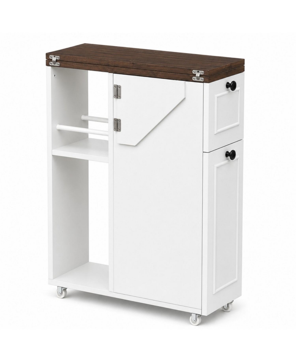 Phying 7.87 Inch Wide Flip Top Narrow Bathroom Storage Cabinet with Rolling Wheels Slim Side Organizer for Small Spaces Bathroom Side Cabinet