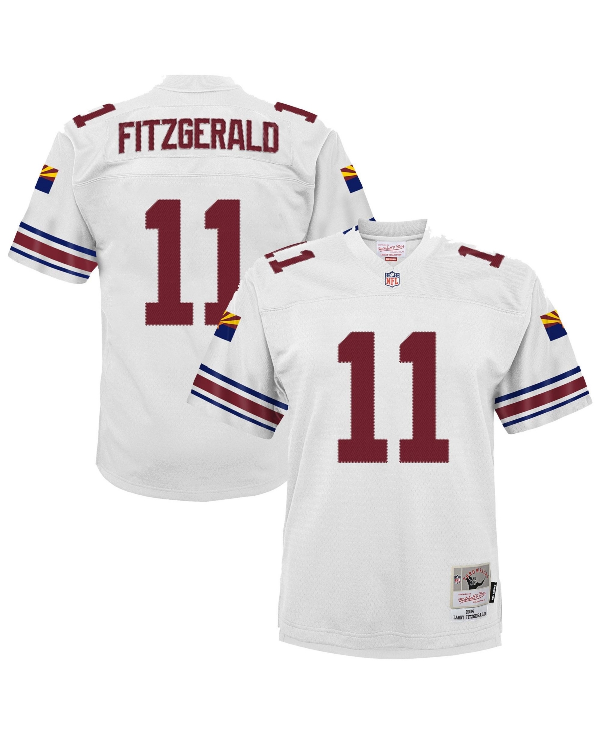 Mitchell & Ness Big Boys' and Girls' Larry Fitzgerald White Arizona Cardinals 2004 Legacy Home Throwback Jersey - White