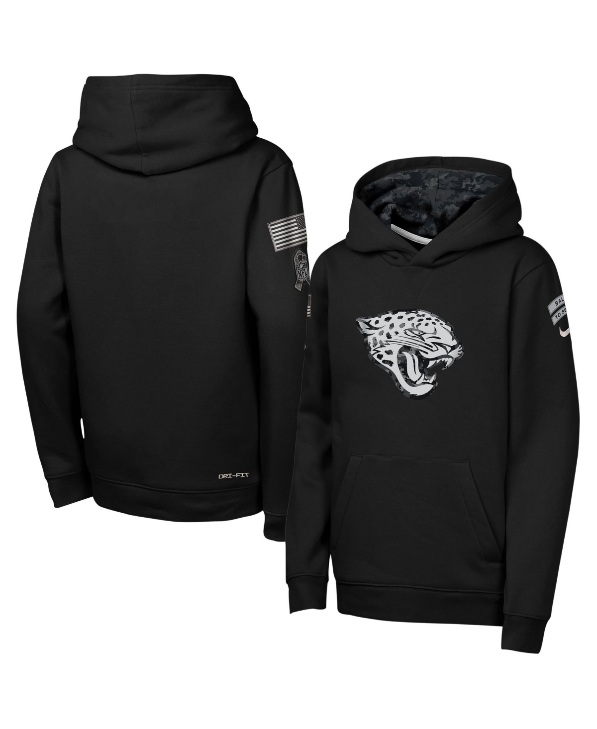 Nike Big Boys' and Girls' Black Jacksonville Jaguars 2026 Salute to Service Club Fleece Pullover Hoodie - Black