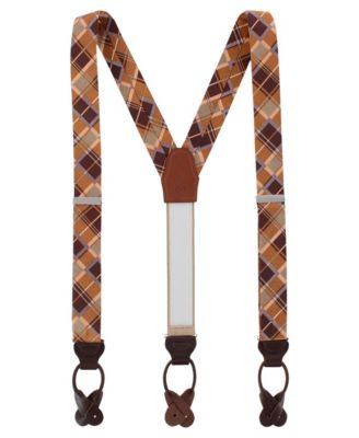 Golden Days Wool-Blend Plaid Button-End Suspenders