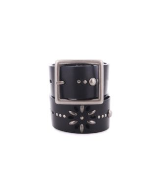 Floral Studded Leather Belt