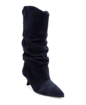 Women's Petty Leather Slouch Pointed Toe Mid Calf Boots