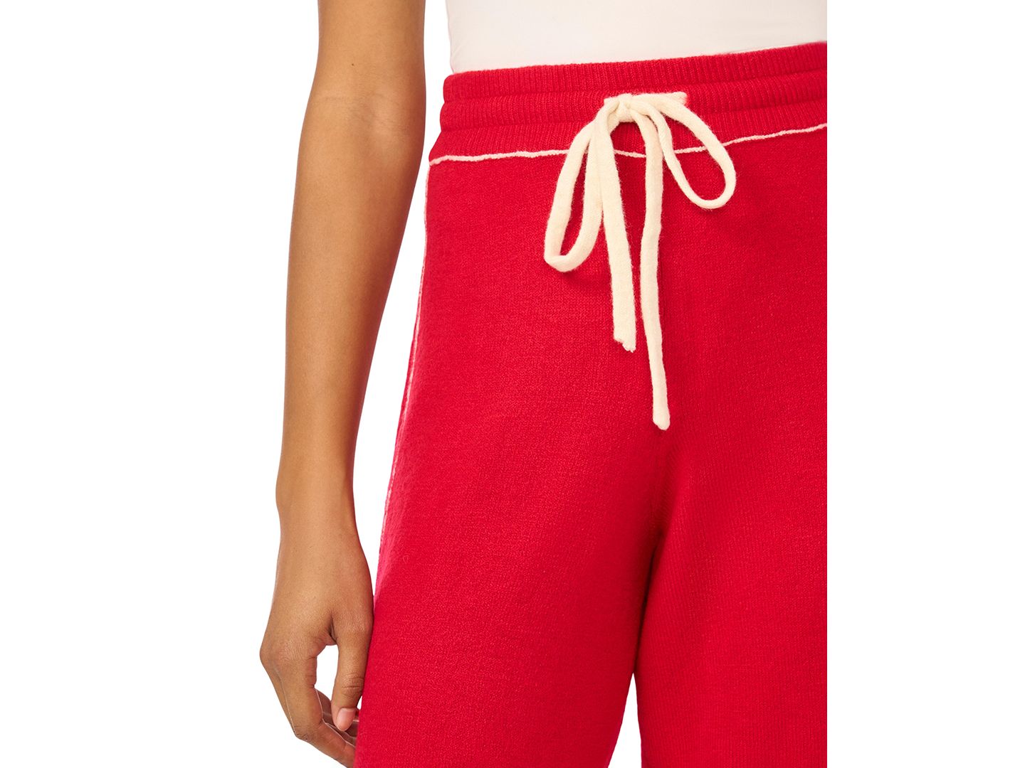 Женские брюки Vince Camuto Wide-Leg High-Rise Drawstring Sweatpants, цвет: Красный — фото 8