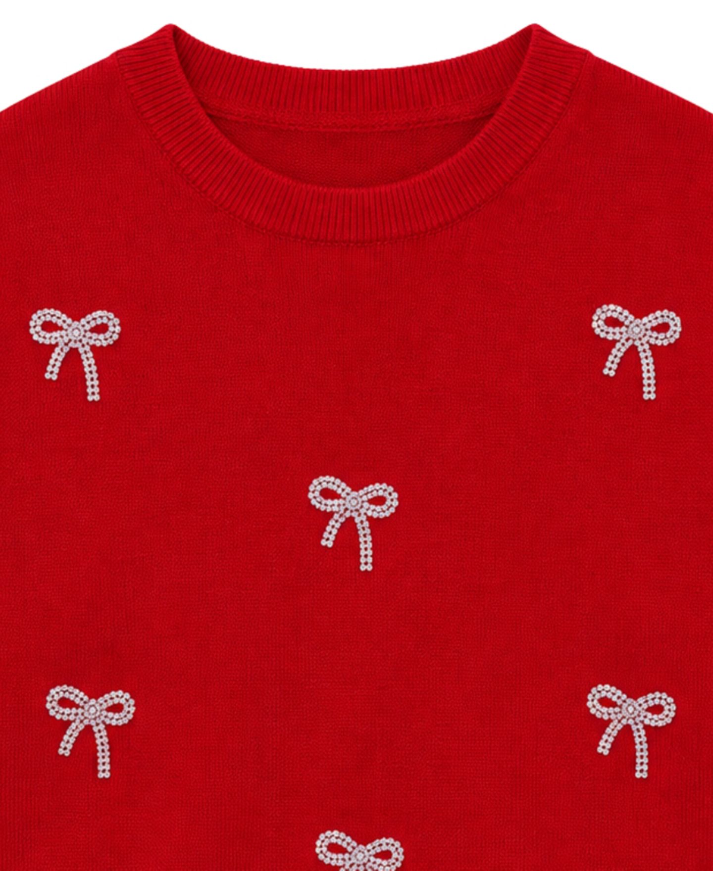 Свитер With Jules Long-Sleeve Rhinestone Bow Crewneck для девочек, цвет: Красный — фото 3