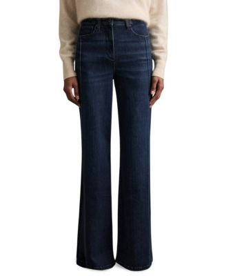 Women's Heather Dark-Rinse Mid-Rise Wide-Leg Jeans