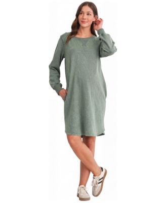 Maternity Long-Sleeve Pocket Dress