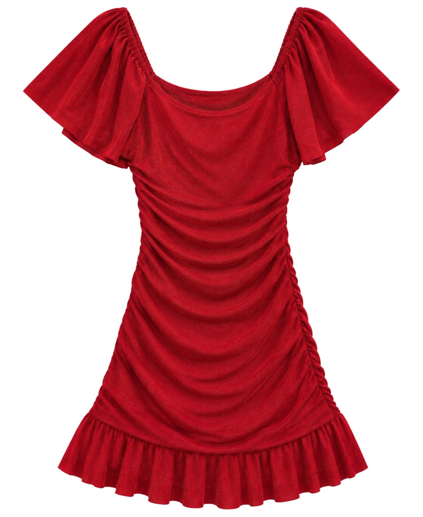Платье With Jules Short-Sleeve Ruched Glitter Knit для девочек, цвет: Красный — фото 1