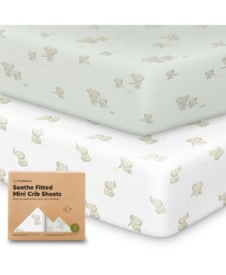 Mini Crib Sheets for Baby Girls, Boys, 2-Pack Soothe Pack and Play Sheets Fitted, Pack N Play Mattress Sheet
