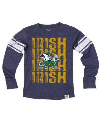 Big Boys' and Girls' Navy Notre Dame Fighting Irish Long-Sleeves Football Jersey