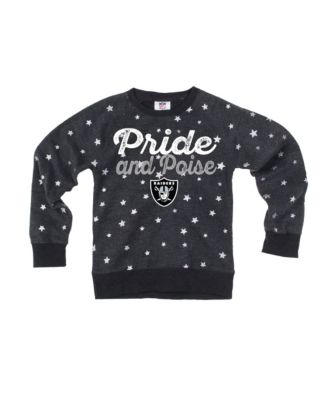 Big Girls Black Las Vegas Raiders Shimmer Star Reverse Sweatshirt