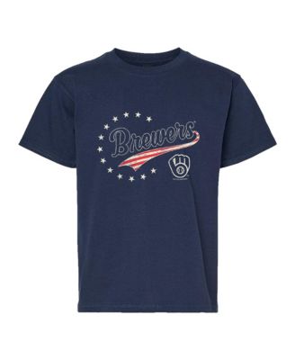 Big Boys' and Girls' Navy Milwaukee Brewers Americana T-Shirt