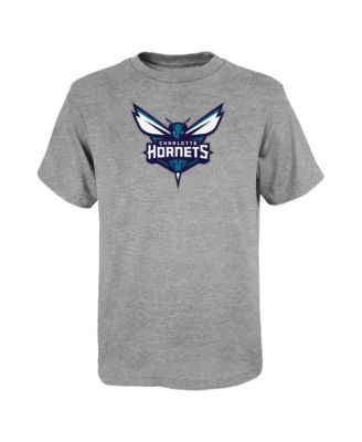 Big Boys' and Girls' Gray Charlotte Hornets Primary Logo T-Shirt