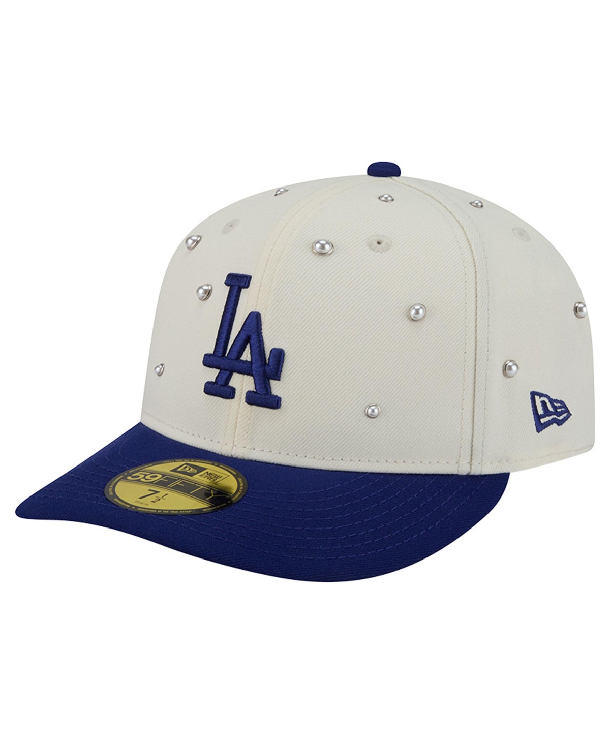 New Era Men's Cream/Royal Los Angeles Dodgers Stud 59FIFTY Fitted Hat - Cream, Royal