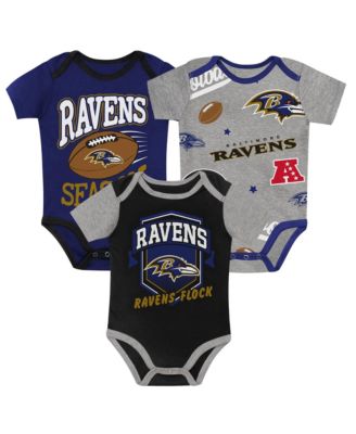 Baby Boys and Girls Baltimore Ravens First Round Pick Bodysuit 3-Piece Set