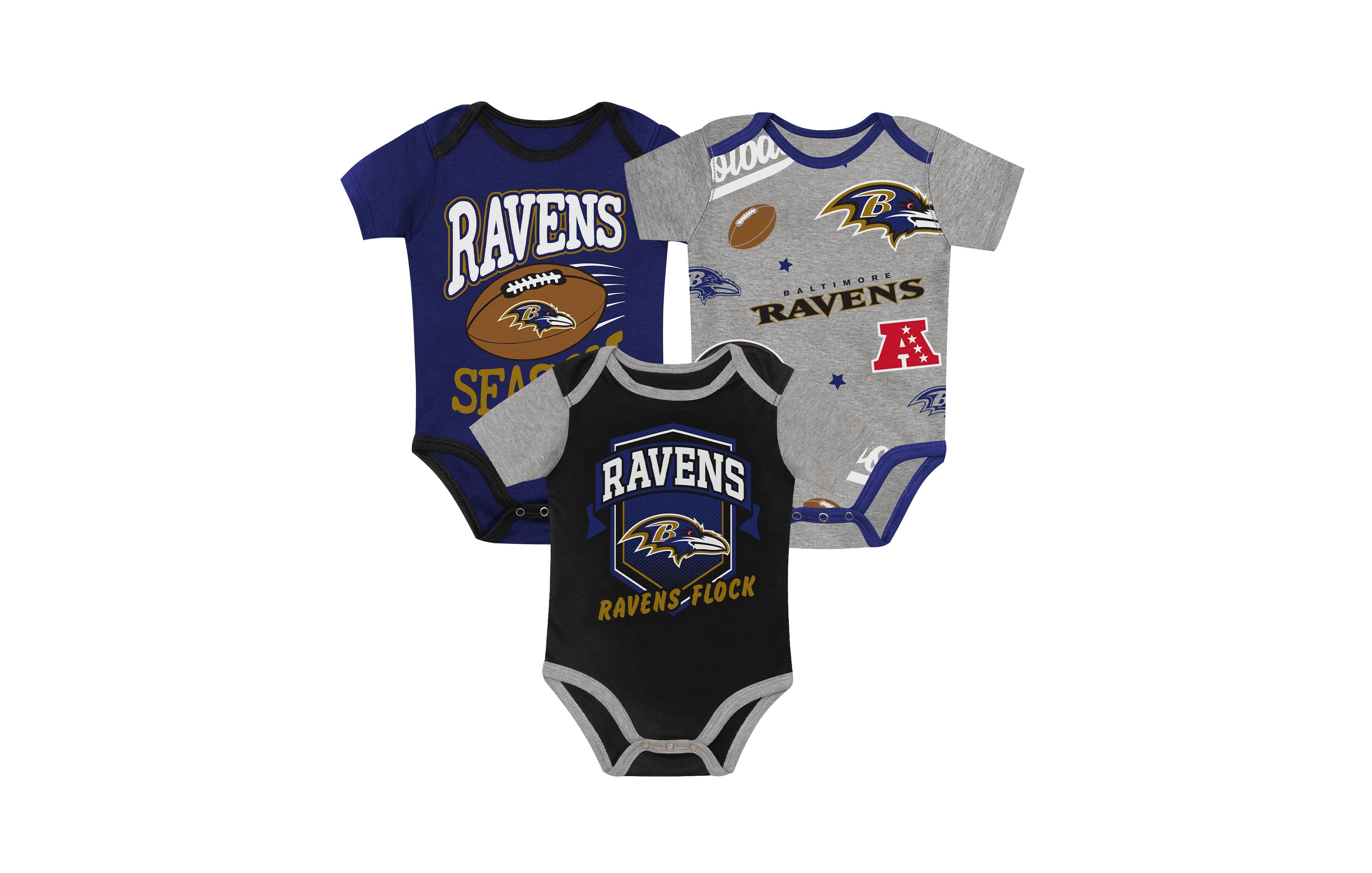 Outerstuff Baby Boys and Girls Baltimore Ravens First Round Pick Bodysuit 3-Piece Set