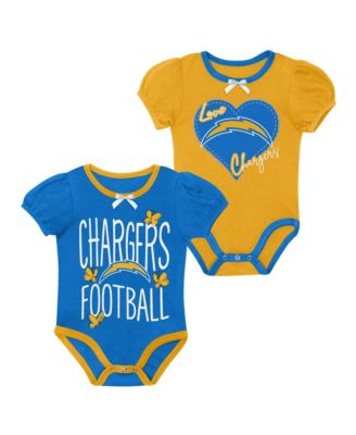 Baby Boys and Girls Powder Blue/Gold Los Angeles Chargers Star Power Bodysuit, 2-Piece Set