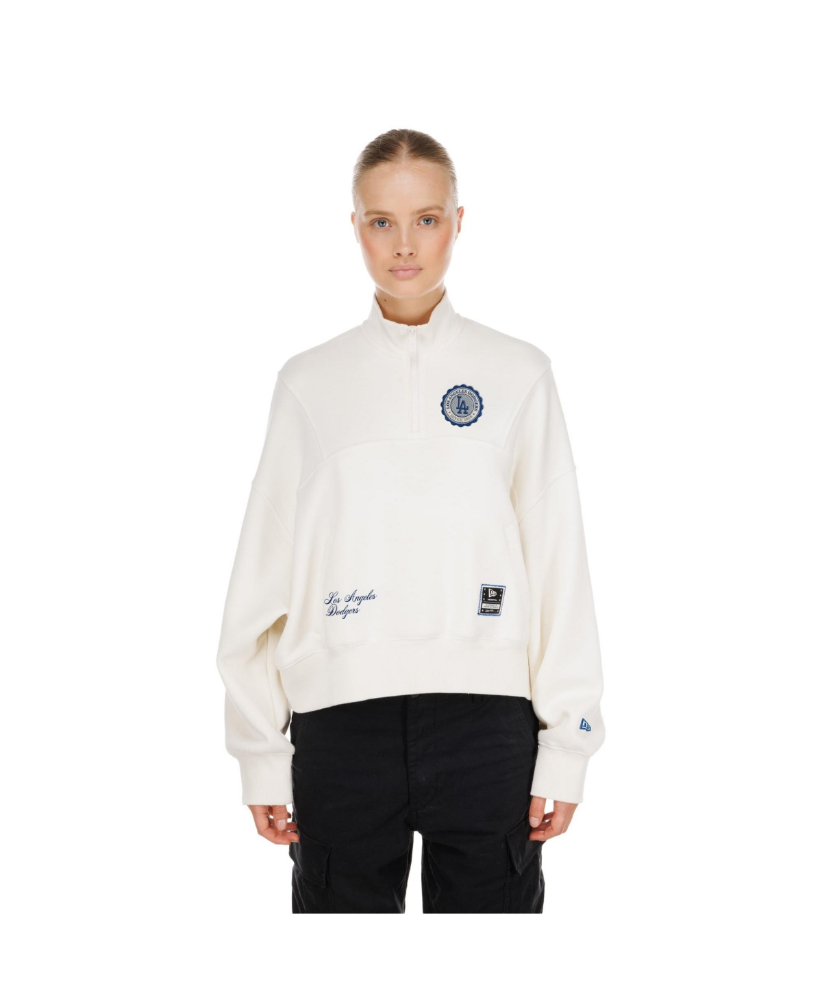 New Era Women's Light Beige Los Angeles Dodgers Dune Dust Quarter-Zip Fleece - Light Beige