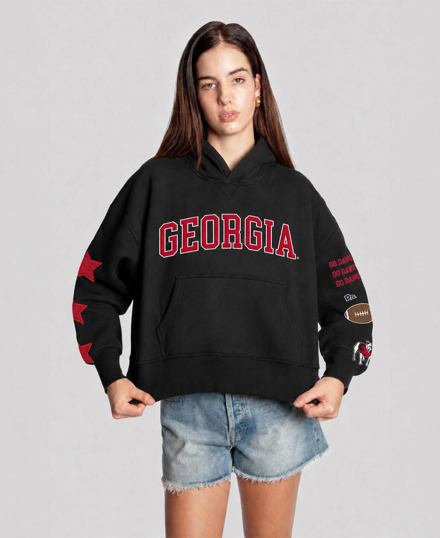 Женское худи Hype And Vice Black Georgia Bulldogs Cropped Spirit — фото 1