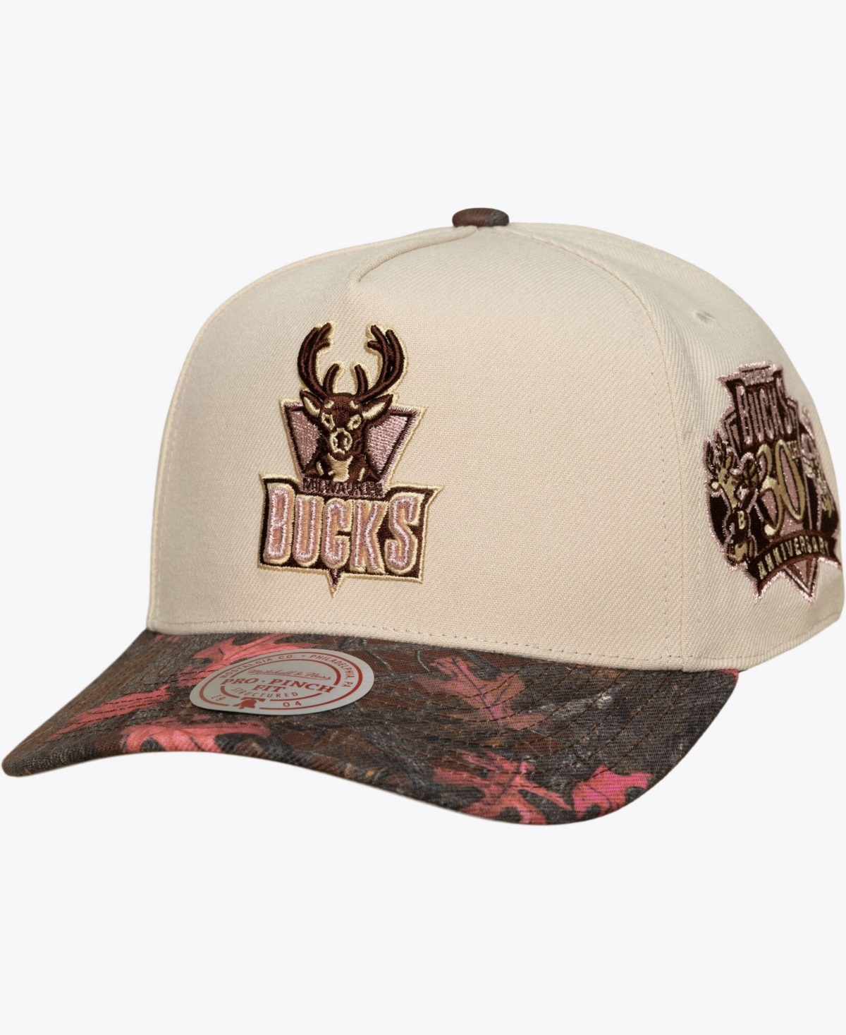 Mitchell & Ness Men's and Women's Cream Milwaukee Bucks Hardwood Classics Fall Pink Pro Snapback Hat - Cream