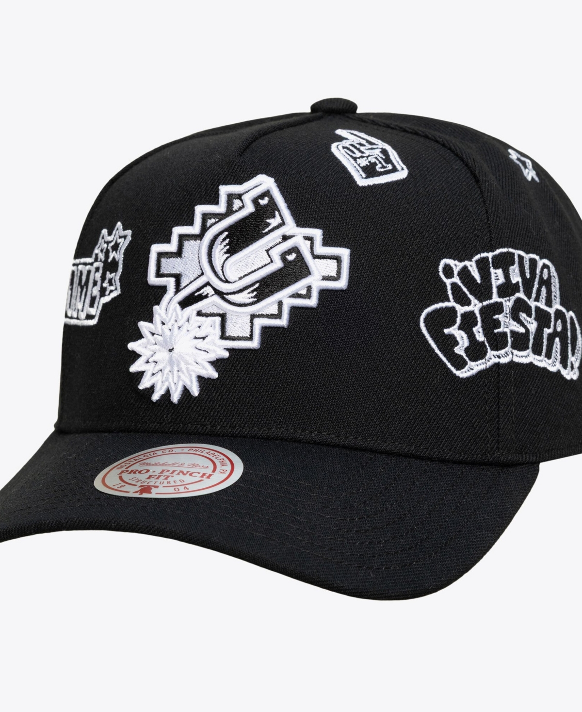 Mitchell & Ness Men's and Women's Black San Antonio Spurs Hardwood Classics Downtown Doodle Pro Snapback Hat - Black