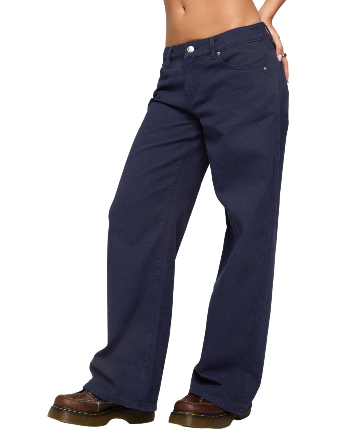 Женские джинсы Edikted Daytime Low Rise Baggy & Relaxed Fit, цвет: Тёмный синий — фото 1