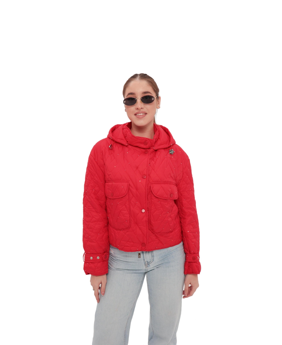 Alaska Outerwear Women's Hooded Quilted Cropped Jacket - Red