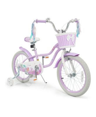 18-Inch Mermaid-Themed Kids Bike with Training Wheels and Basket, Ages 4-8