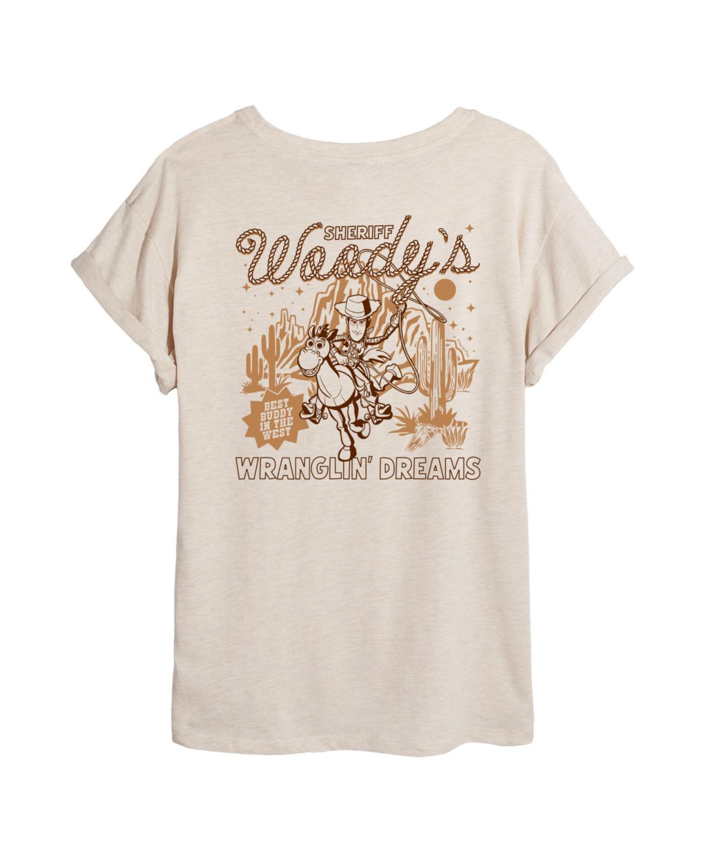 Женская футболка Toy Story Juniors' Sheriff Woody Show Oversized Graphic, цвет: Берёзовый — фото 4