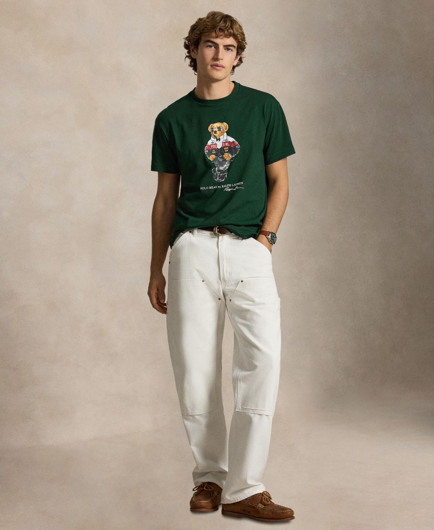 Мужская футболка Polo Ralph Lauren Classic-Fit Polo Bear, цвет: Мох — фото 2