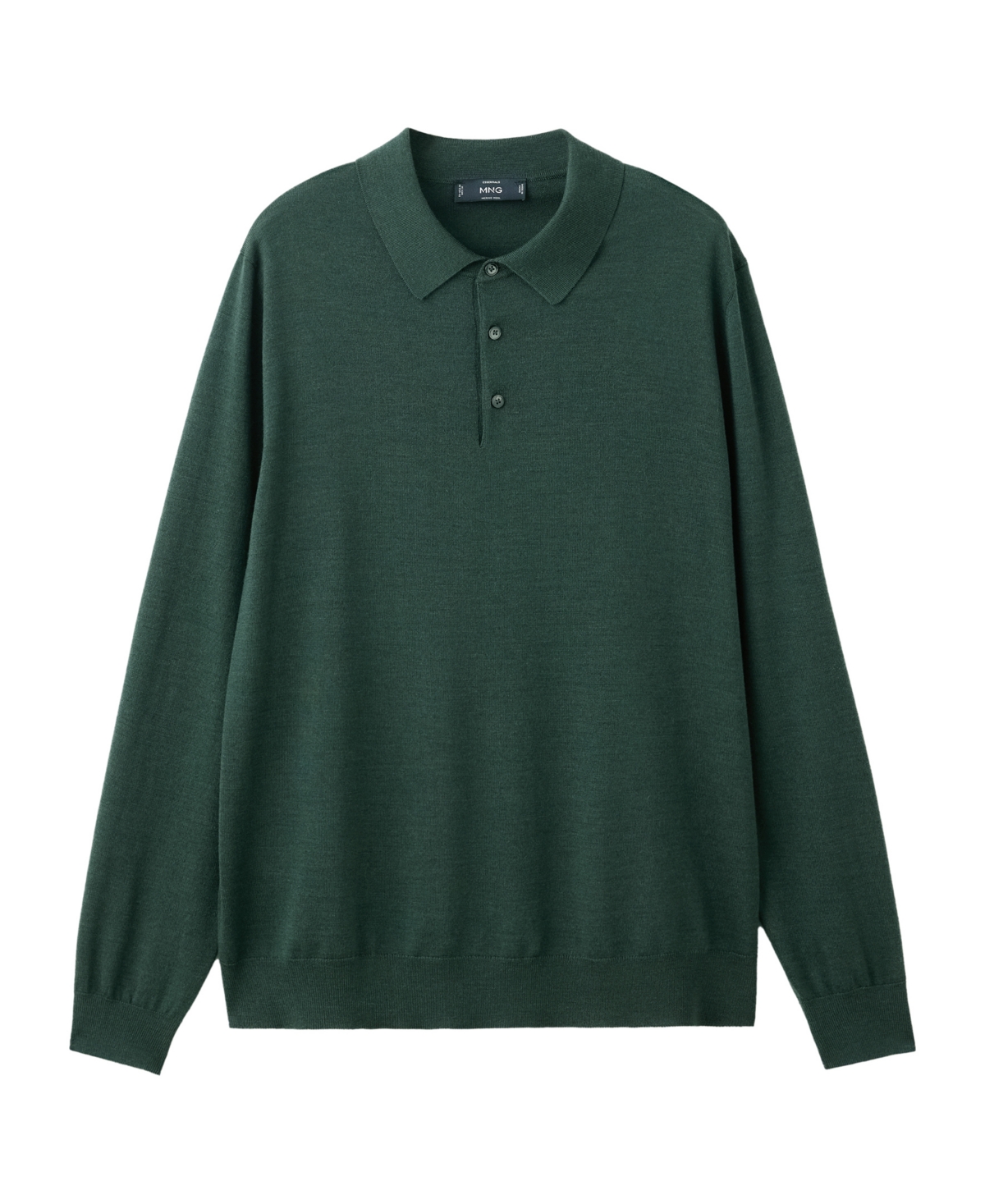 Mango Men's Polo Willys Long Sleeve Regular-Fit Fine-Knit Polo Shirt - Dark Green