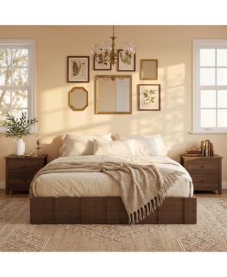 All Size Platform Bed Frame with Wood Slats, No Box Spring Needed, Rounded Corners, Sturdy Wood Frame, Easy Assembly
