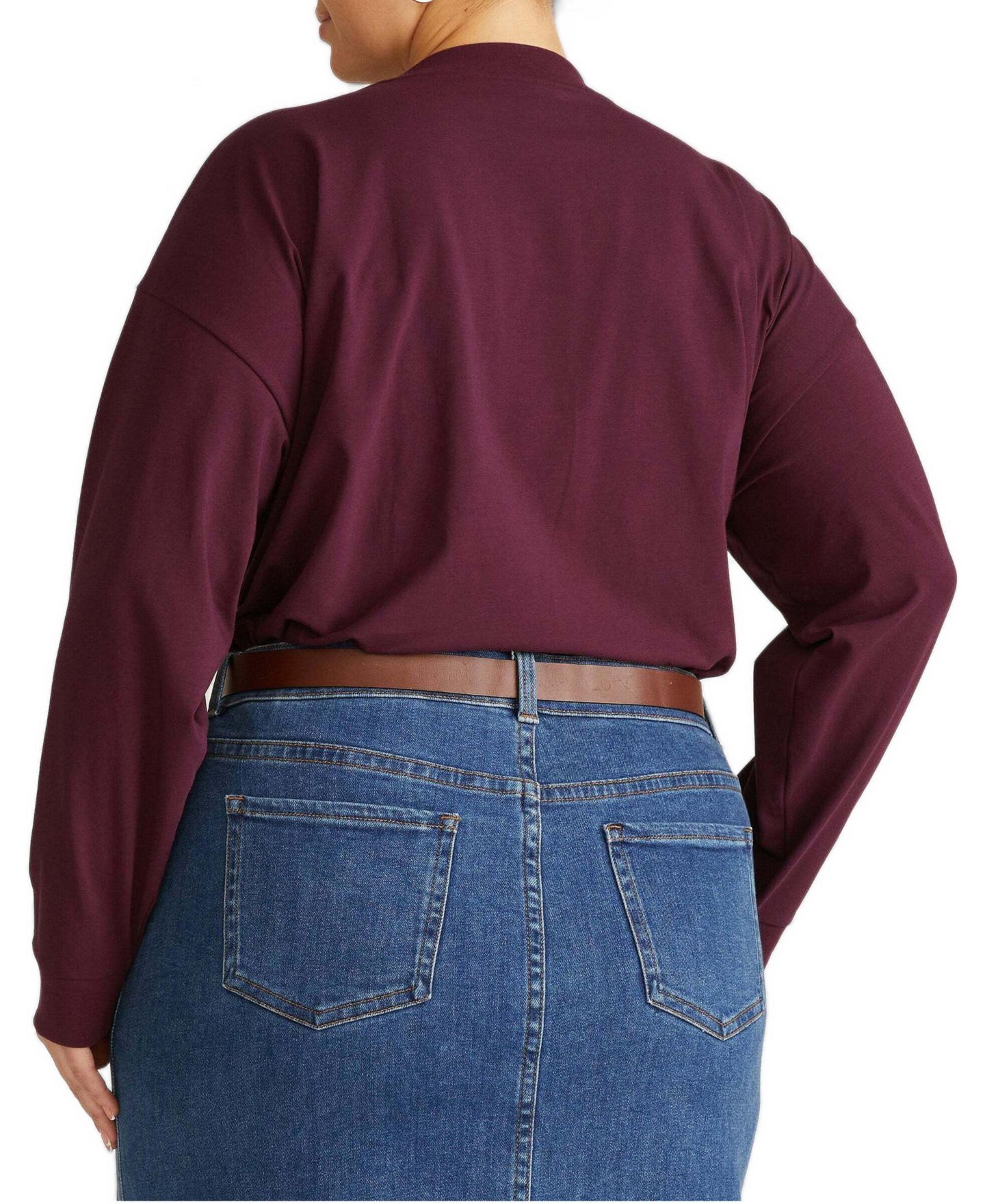 Женская футболка Universal Standard Plus Size Long-Sleeve Drop-Shoulder Crewneck, цвет: Acai — фото 3