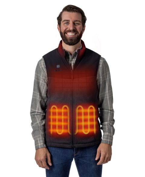 Мужской жилет ororo Big & Tall 4-Zone Heated Fleece, цвет: Чёрный