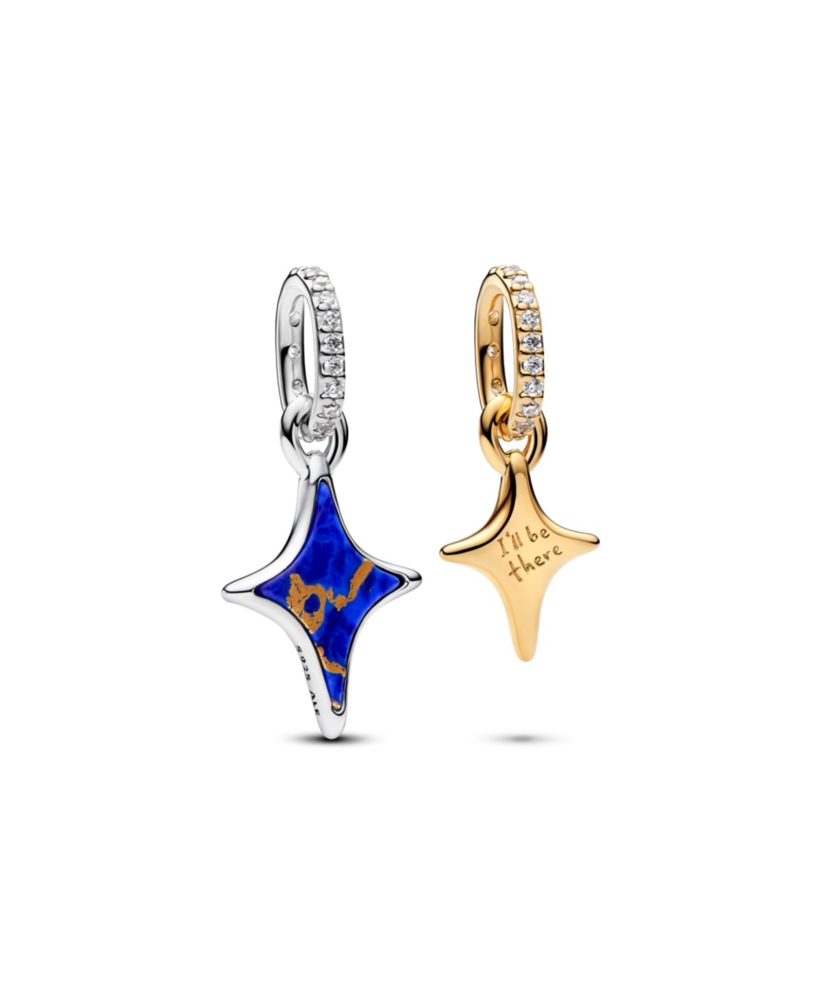Pandora Imitation Lapis Lazuli and Cubic Zirconia Splittable Stars Double D Charm - Blue