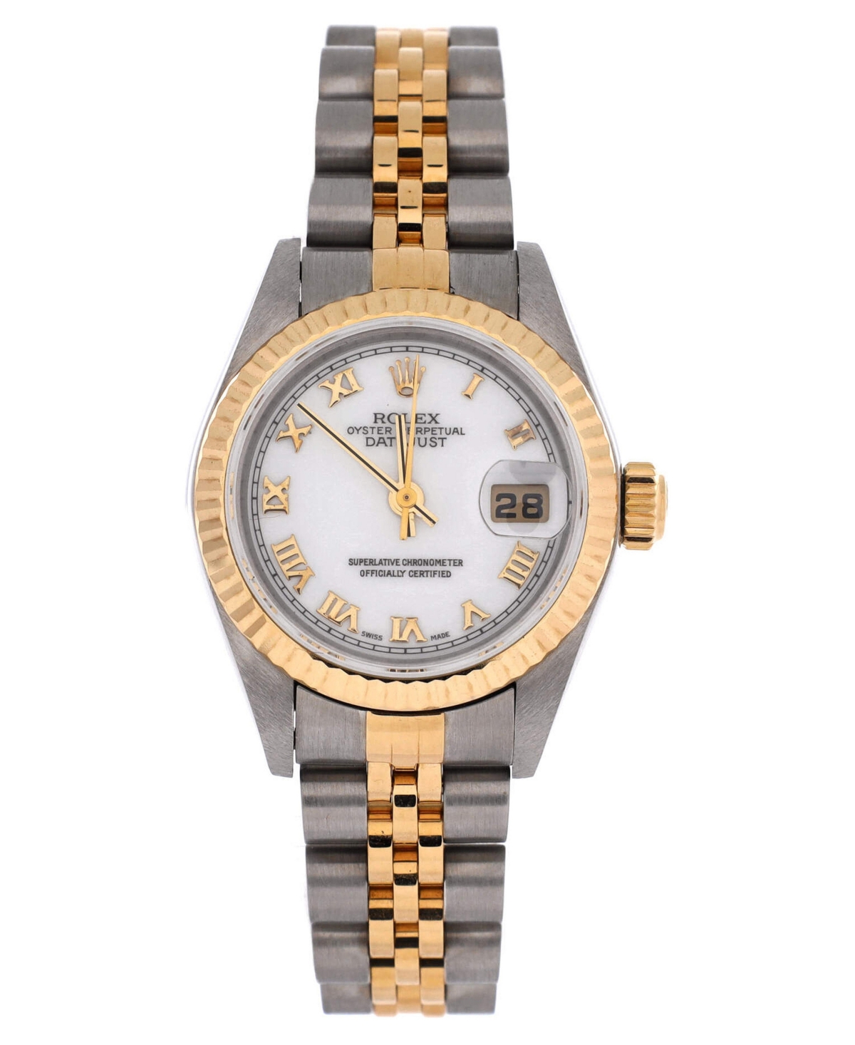 Pre-Owned Rolex Oyster Perpetual Datejust Automatic Watch in Stainless Steel and Gold 26mm - Dial color: white