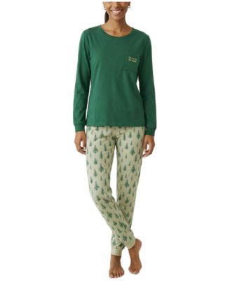 Women's Metallic-Print Holiday Pajama Set