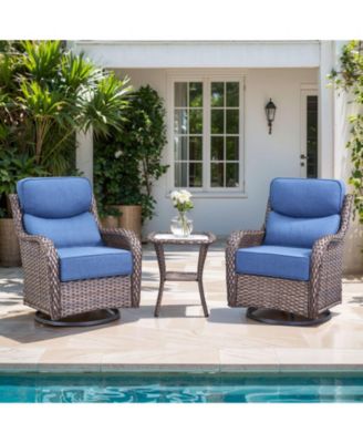 3-Piece Patio Swivel Glider Chair Set with Side Table, 6-Inch Ultra-Plush Cushions and Water-Resistant Olefin Fabric