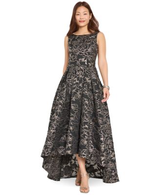 Women's Floral-Print Metallic Brocade High-Low Dress
