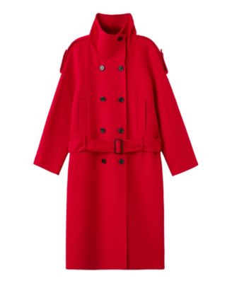 Women's Wool-Blend Double-Breasted Funnel Neck Coat