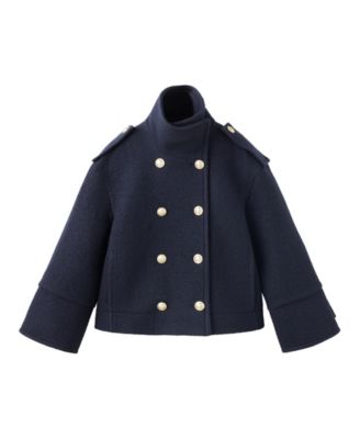Women's Wool Double-Breasted Oversized Funnel Neck Coat