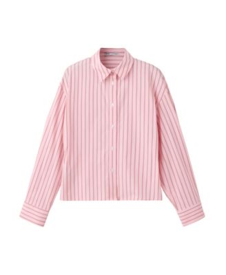 Women's Striped Cropped Long-Sleeve Shirt