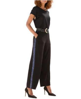 Women's Sequin-Stripe High-Waist Wide-Leg Pants