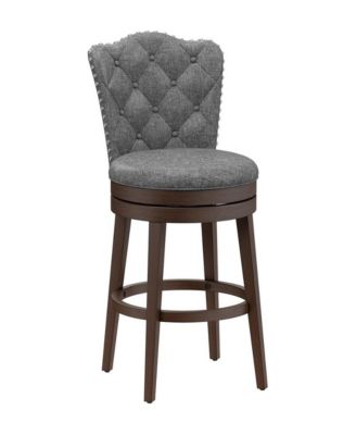 Wood Swivel Bar Stool with Round Seat and Arch Back Design