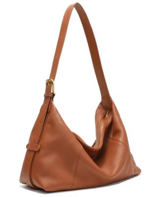 Swell Genuine Pebble Leather Slouchy Hobo Shoulder Bag for Women Convertible Crescent Handbag with Adjustable Strap Zipper Closure