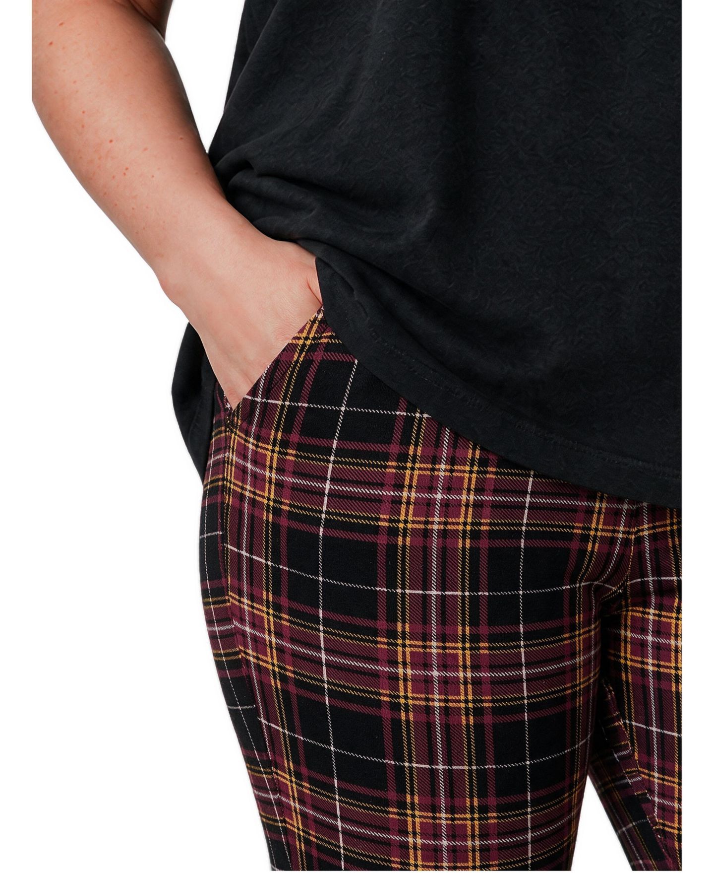 Женские леггинсы Torrid Plus Size High-Rise Tapered-Leg Pockets Cotton-Blend, цвет: Клетчатый чёрный — фото 2