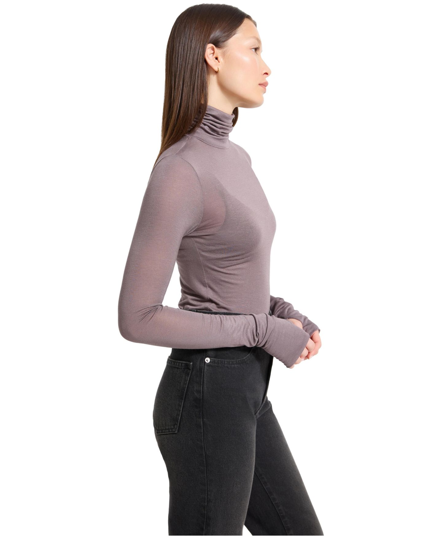 Женский топ Marcella Eloise Sheer High-Stretch Turtleneck, цвет: Антрацитовый — фото 2