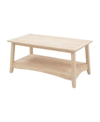 Unfinished Hardwood Coffee Table with Tall Design and Easy Care Finish