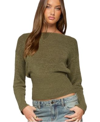 Women's Tezi Boat Neck Long Sleeve Fitted Knit Top