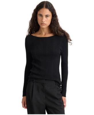 Women's Variated-Rib Slash-Neck Sweater