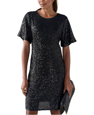 Women's Sequin Keyhole Shift Dress